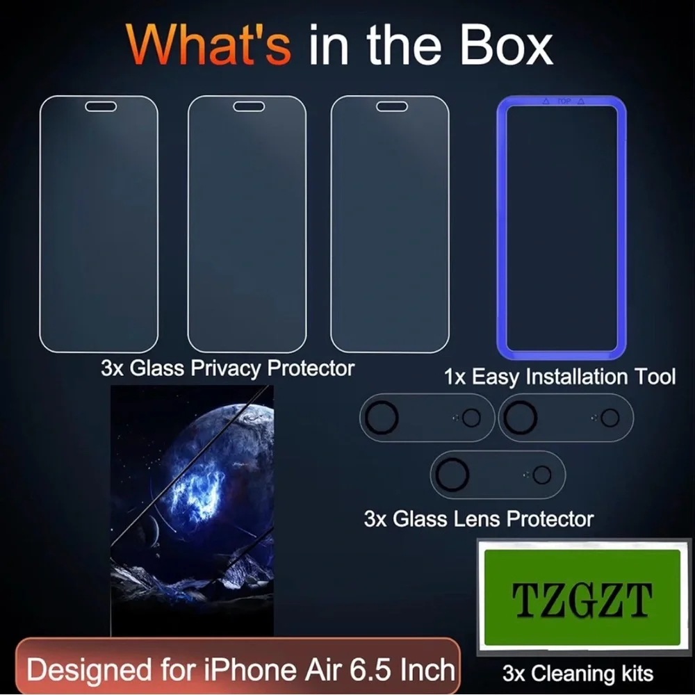 iPhone Air Screen Protector 3 Pack Anti Blue Light Matte Glass